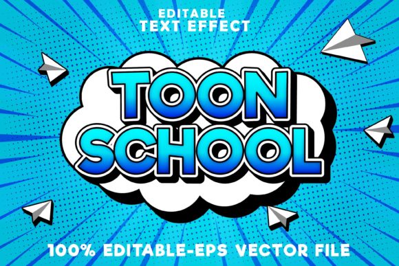 Editable Text Effect Toon School