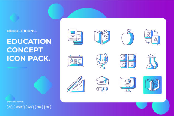 Education Doodle Illustrations Icon: A Versatile Resource for Designers and Educators