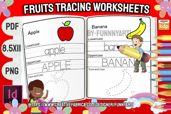 Fruits Tracing Worksheets Vol 1