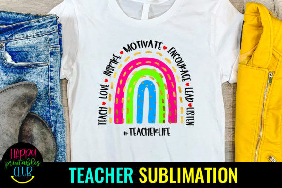 Teacher Life Rainbow Sublimation Design